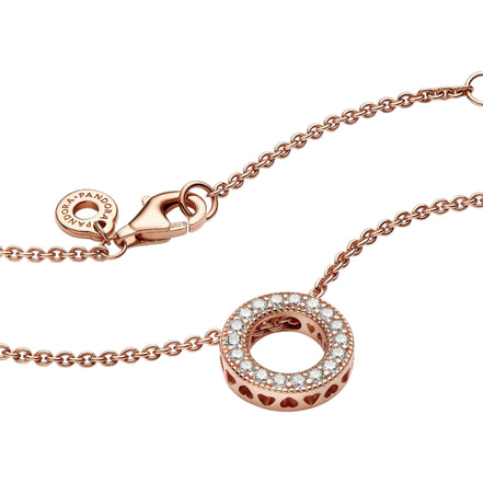 ROSE Kette mit Anhänger Herzen von rosévergoldet