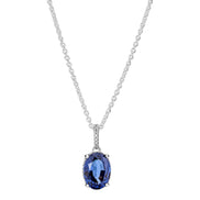 Halskette mit blauem Kristall und Zirkonia