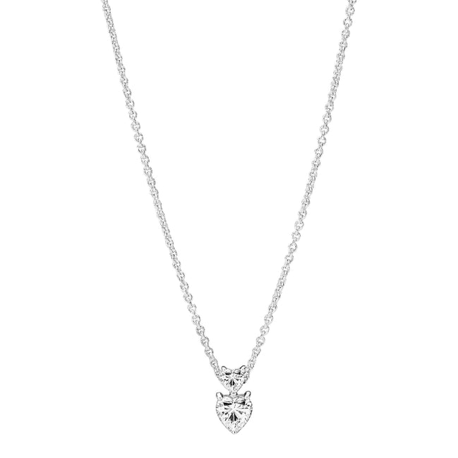 Halskette Doppelherz Silber mit Zirkonia