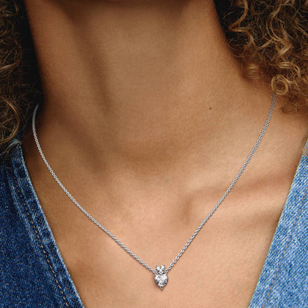 Halskette Doppelherz Silber mit Zirkonia