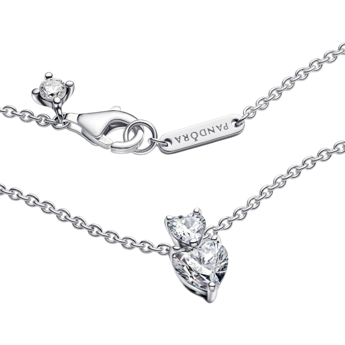 Halskette Doppelherz Silber mit Zirkonia