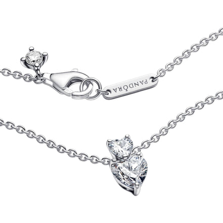 Halskette Doppelherz Silber mit Zirkonia
