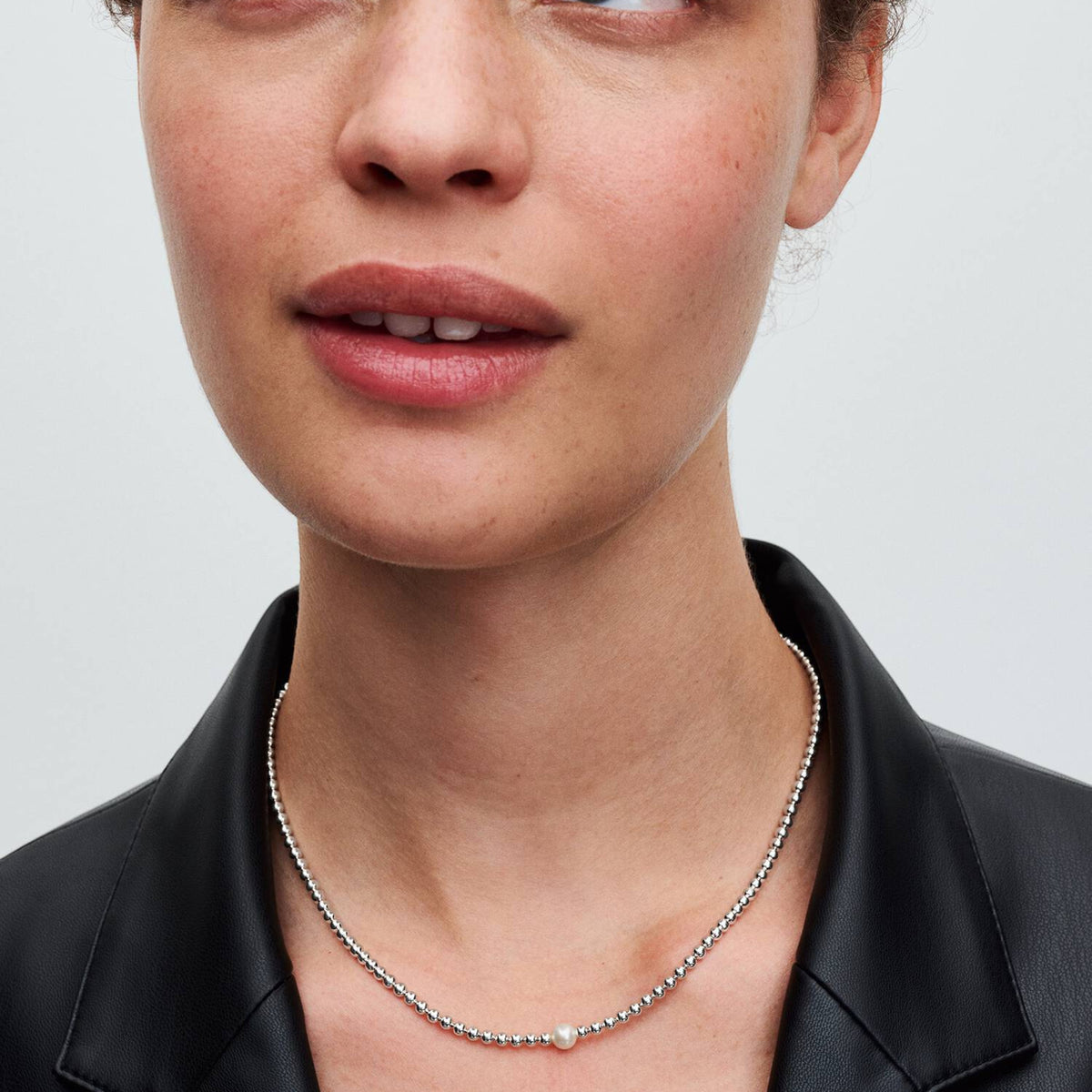 MOMENTS Collier mit Beads und Perle Silber
