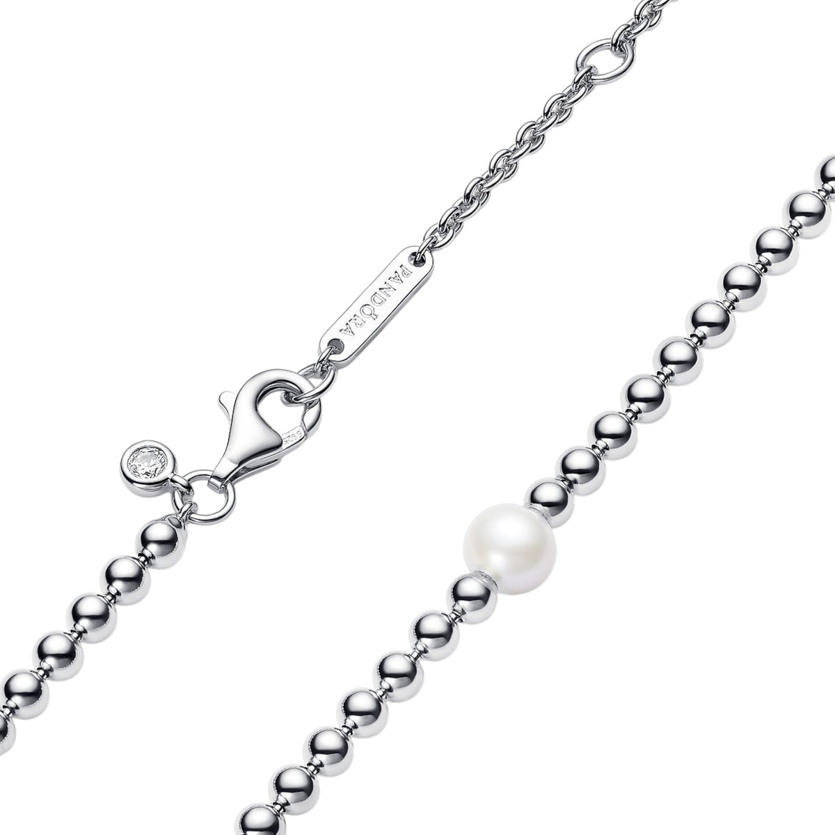 MOMENTS Collier mit Beads und Perle Silber