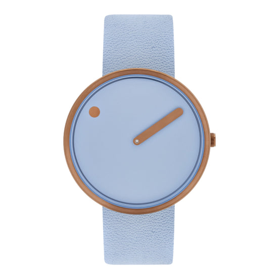 Herrenuhr blau Kupfer Leder