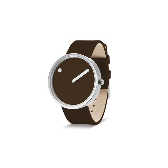 Damenuhr Lederarmband 40 mm dunkelbraun