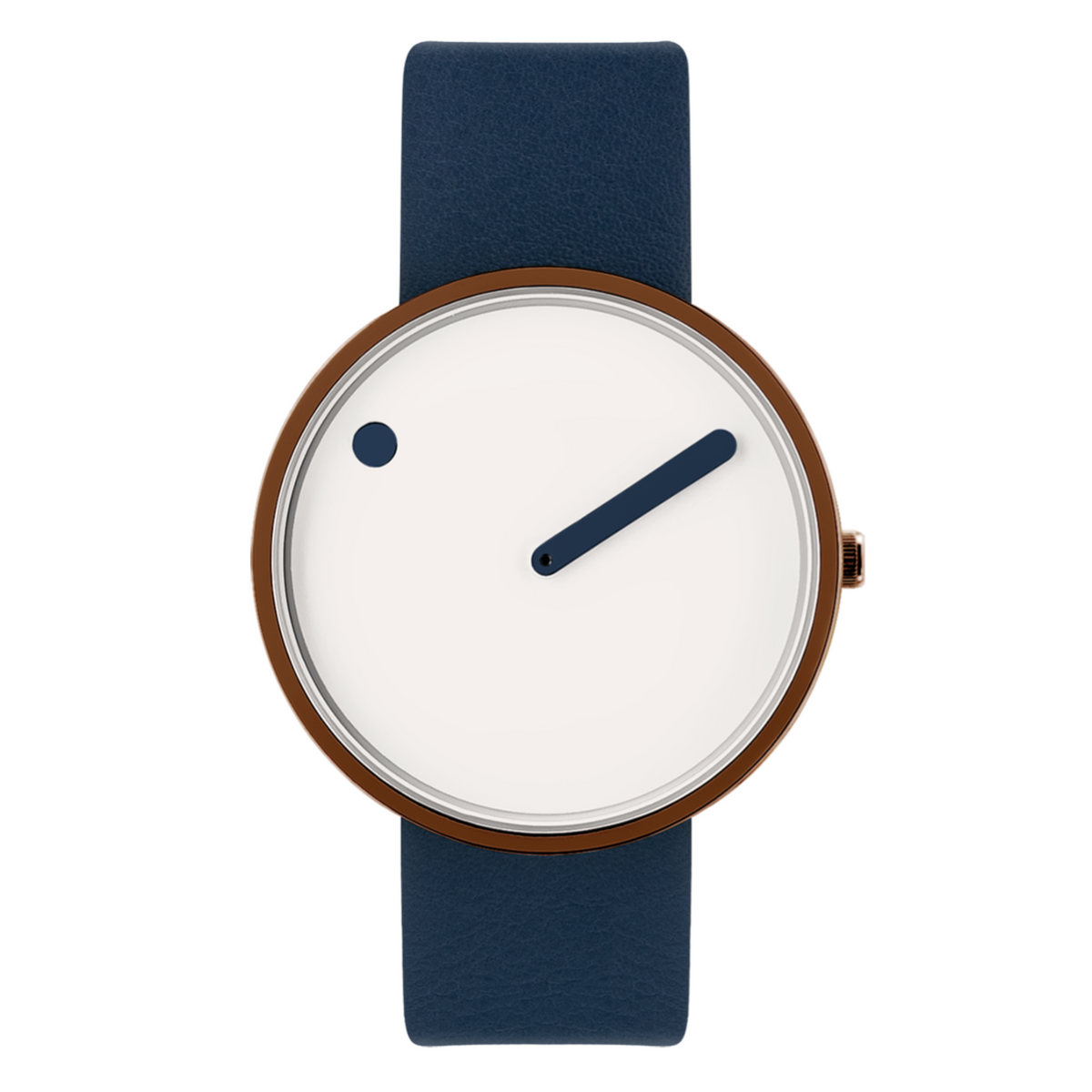 Uhr 40 mm Creme Lederband Mitternachtsblau