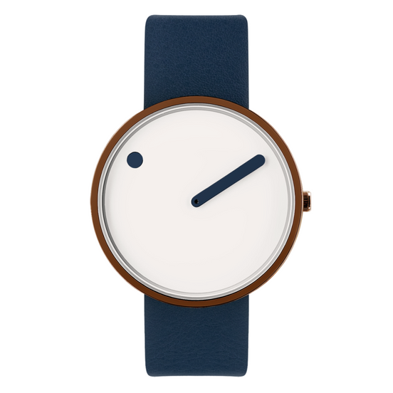 Uhr 40 mm Creme Lederband Mitternachtsblau