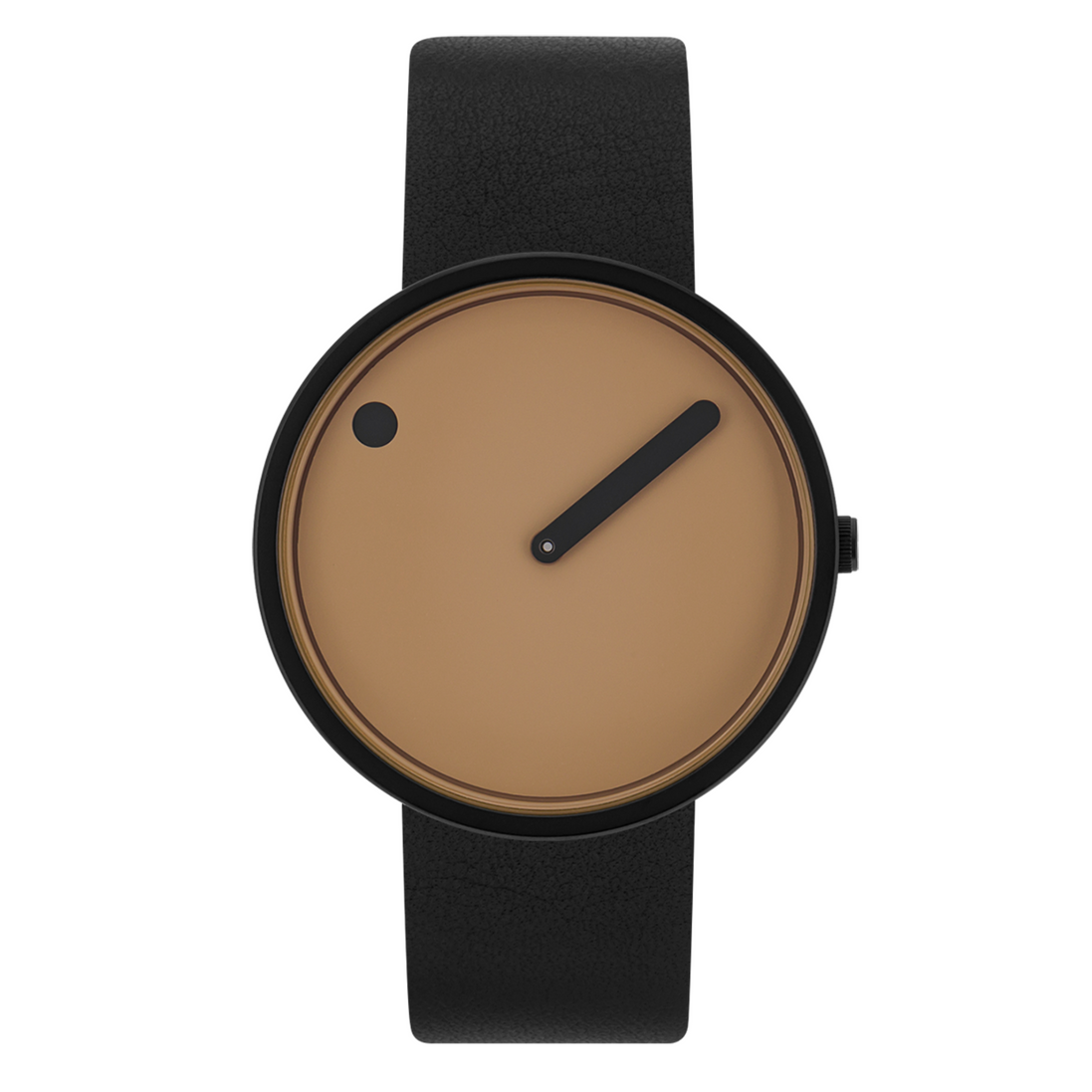 Uhr 40 mm Cappuccino Leder Schwarz