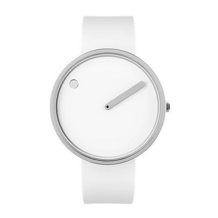 Uhr Silikonarmband weiß, weißes Ziffernblatt, Edelstah