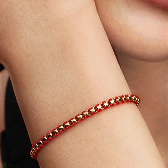Armband rote Kordel goldfarben