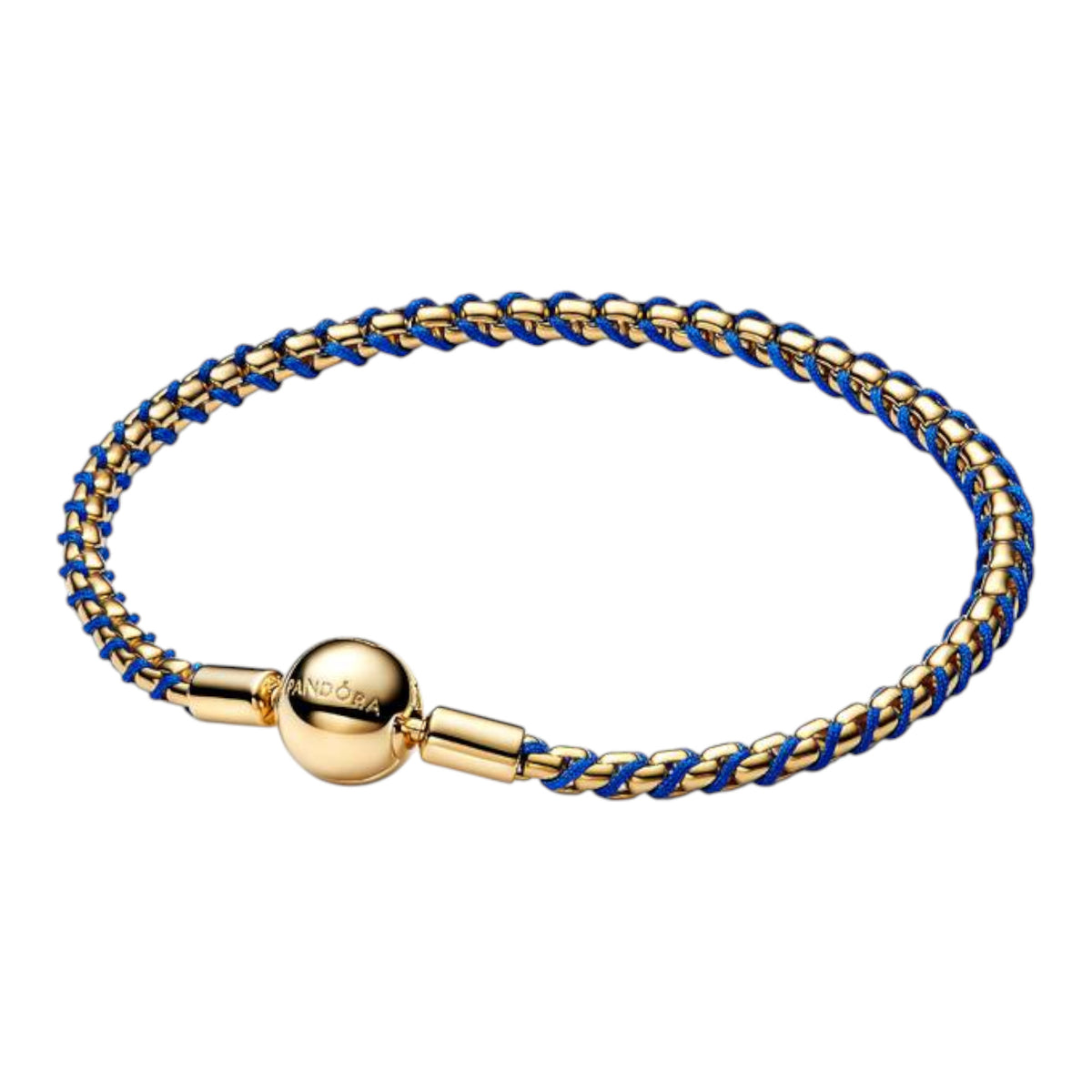 MOMENTS Armband mit Kordel Blau Vergoldet