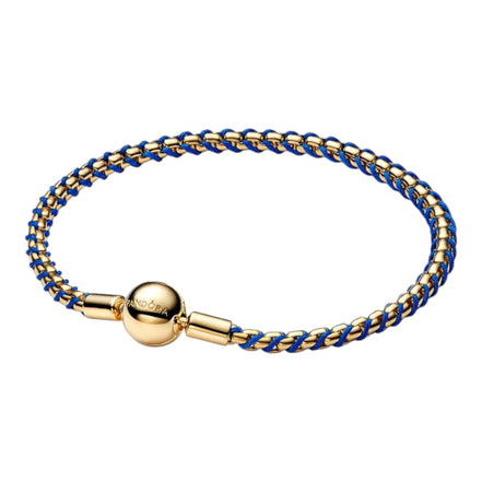 MOMENTS Armband mit Kordel Blau Vergoldet