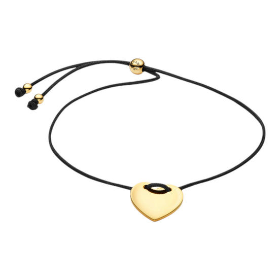 MOMENTS Armband Herz Schwarze Kordel