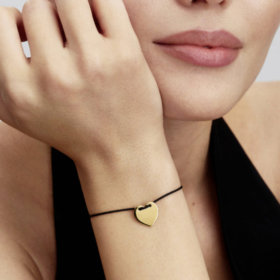 MOMENTS Armband Herz Schwarze Kordel