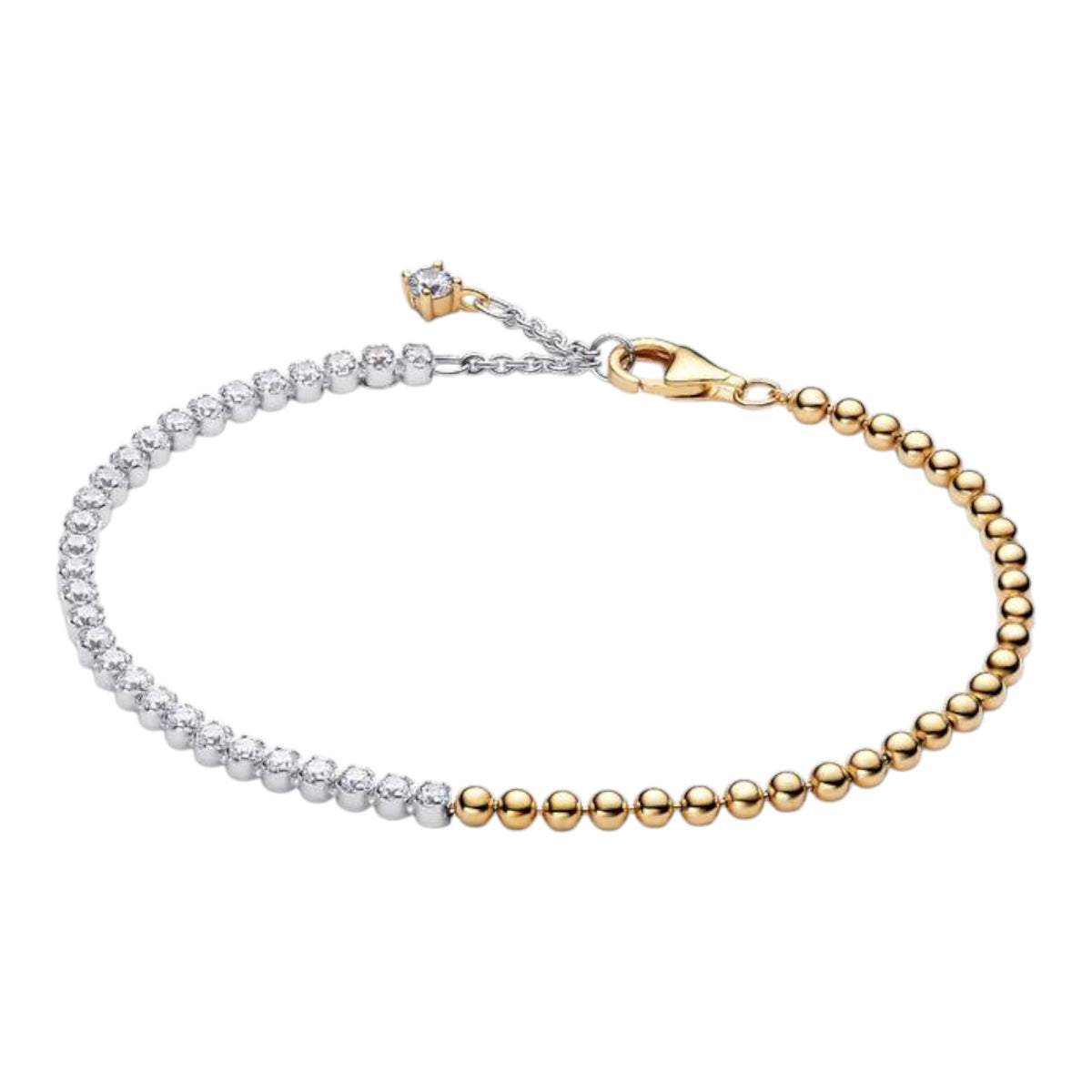 Bicolores Armband mit Kugeln und Zirkonia