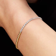 Bicolores Armband mit Kugeln und Zirkonia