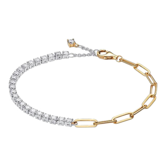 Bicolores Armband mit Gliedern und Zirkonia