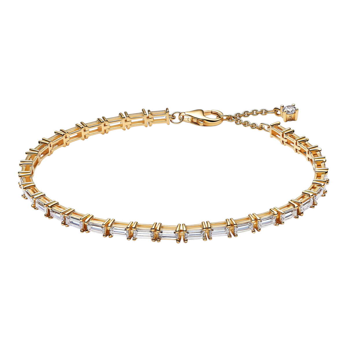 Goldfarbenes Tennisarmband mit Zirkonia