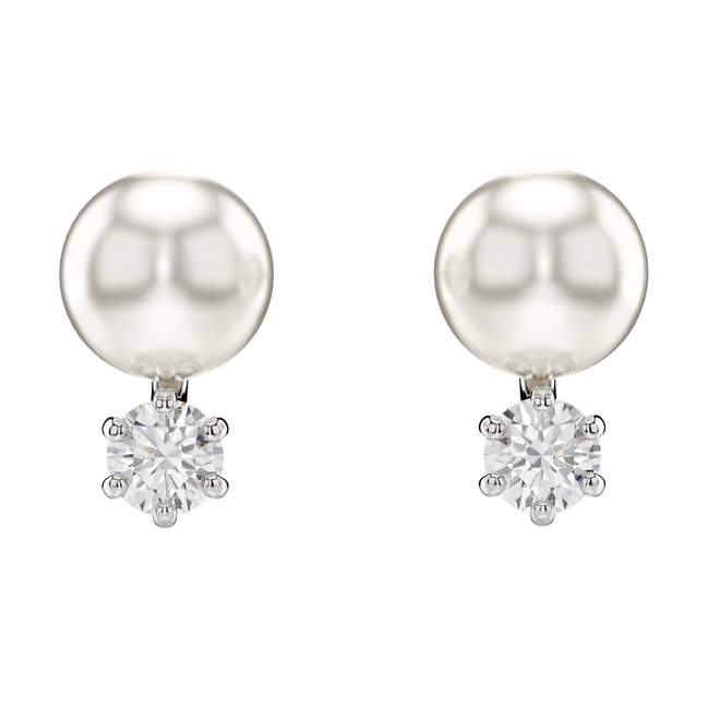 Matrix Ohrstecker Perle mit Zirkonia