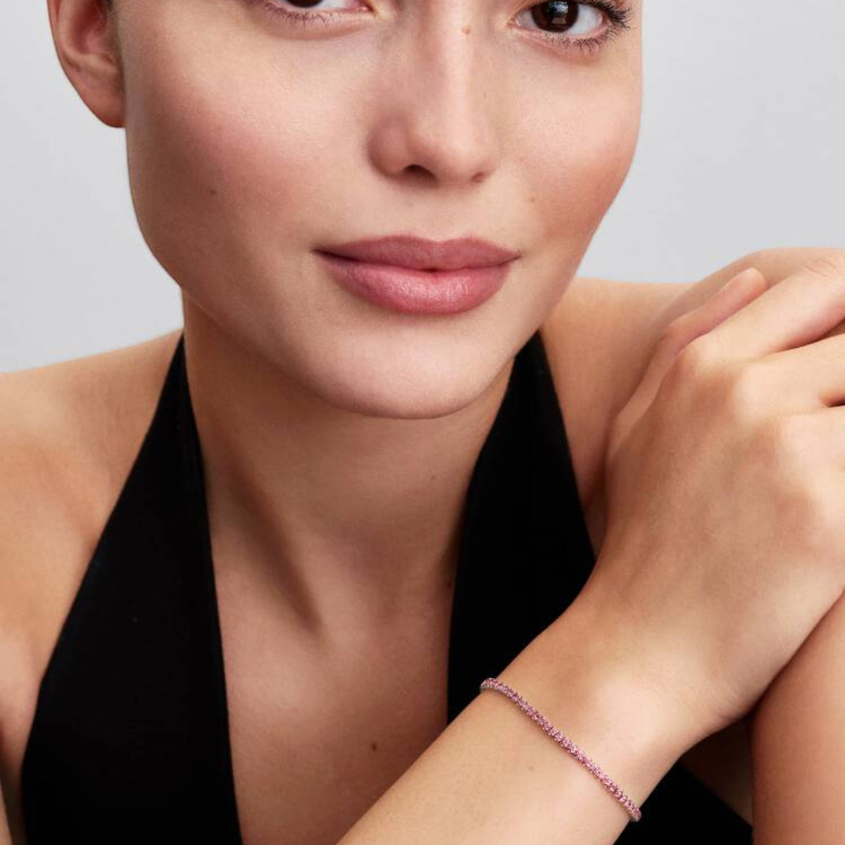 Tennisarmband pink silberfarben