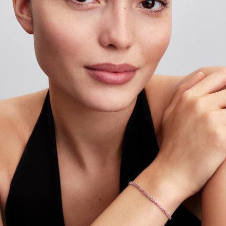Tennisarmband pink silberfarben