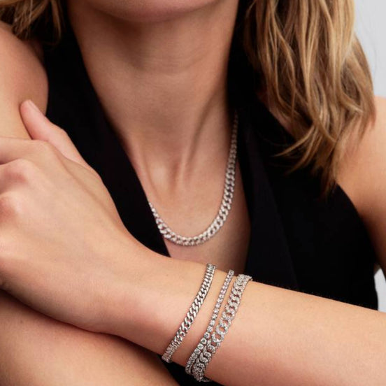 Armband kubanische Kette silberfarben