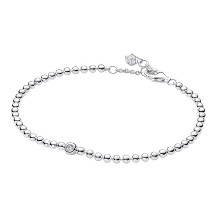 Silbernes Armband aus Kugeln mit Zirkonia