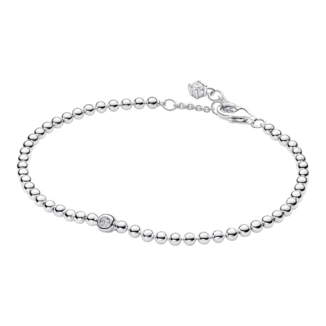Silbernes Armband aus Kugeln mit Zirkonia