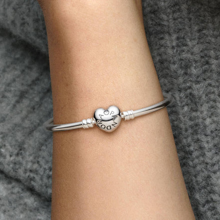 Armreif mit Herzverschluss Silber