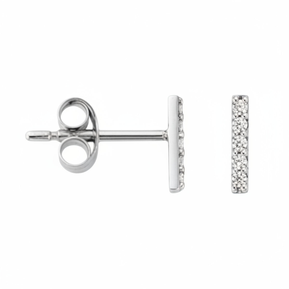 Stabförmige Ohrstecker aus 585er Weißgold mit Zirkonia
