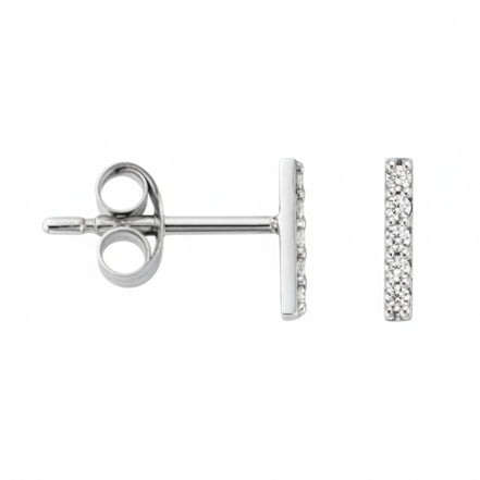 Stabförmige Ohrstecker aus 585er Weißgold mit Zirkonia