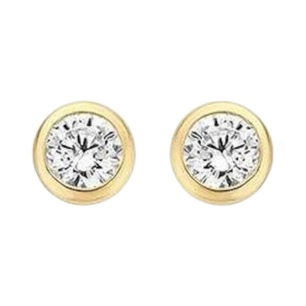 Runde Ohrstecker aus 585er Gold mit Zirkonia