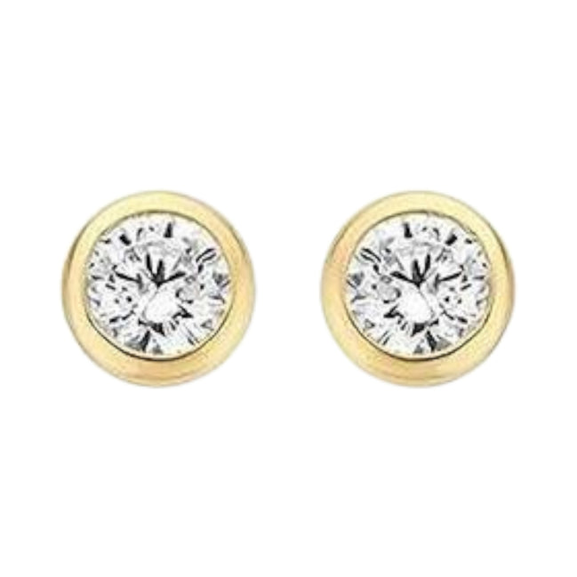Runde Ohrstecker aus 585er Gold mit Zirkonia