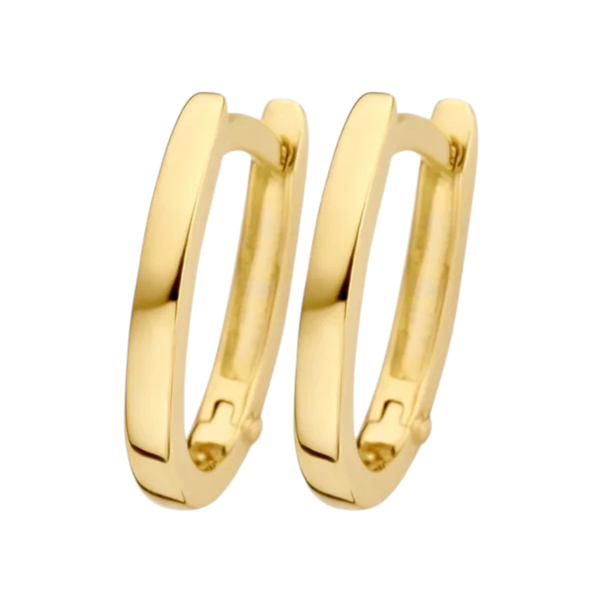 Ovale Creolen aus 585er Gold mit flacher Oberfläche 13 mm