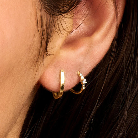 Ovale Creolen aus 585er Gold mit flacher Oberfläche 13 mm