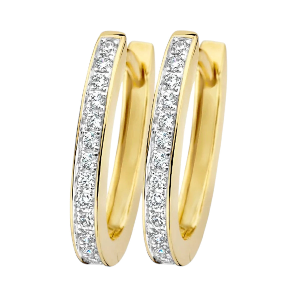 Creolen aus 585er Weiß- und Gelbgold mit Zirkonia 10,2 mm