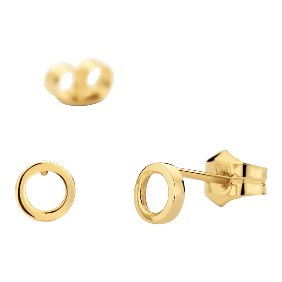 Ringförmige Ohrstecker aus 585er Gold flach 4,6 mm