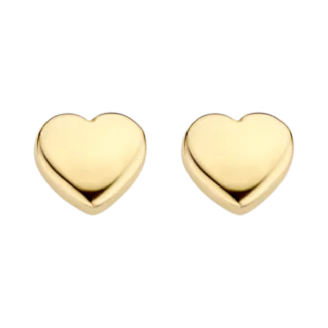 Herzförmiger Ohrstecker aus 585er Gold flach
