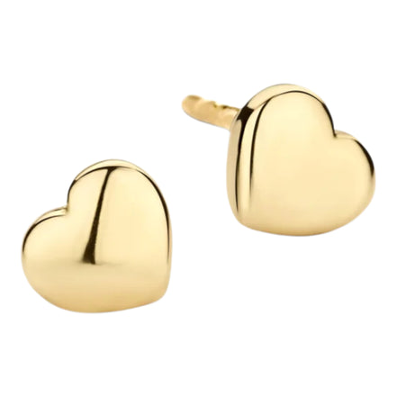 Herzförmiger Ohrstecker aus 585er Gold flach