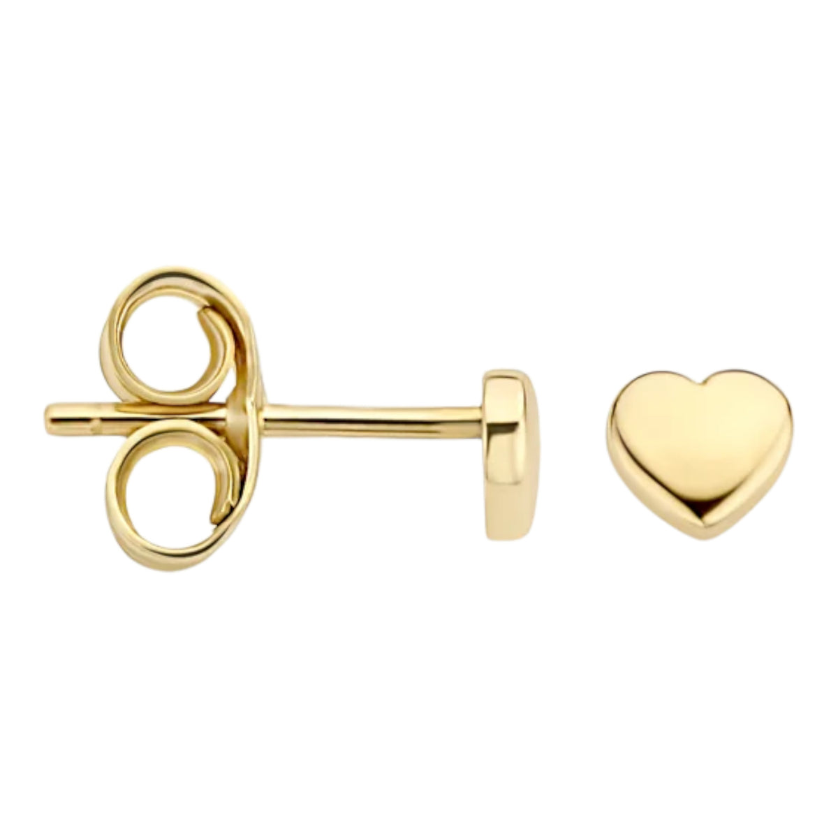 Herzförmiger Ohrstecker aus 585er Gold flach