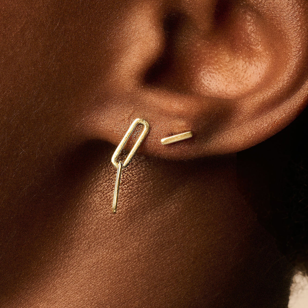 Ohrstecker aus 585er Gold mit 2 Kettengliedern