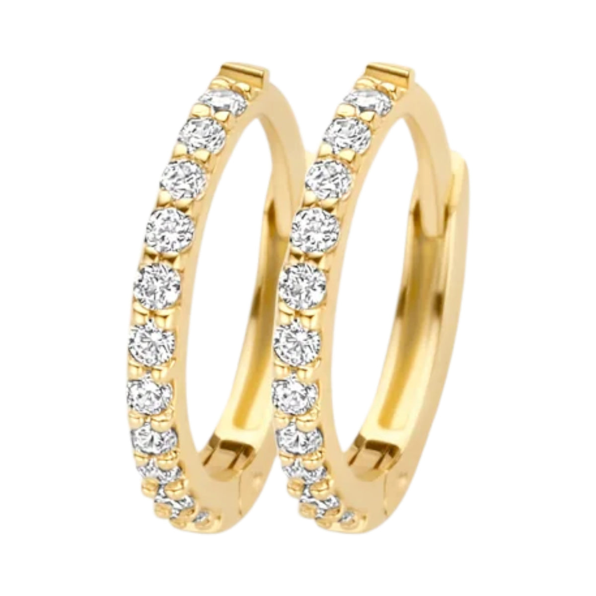 Creolen aus 585er Gold mit Pavé-Zirkonia 9,8 mm