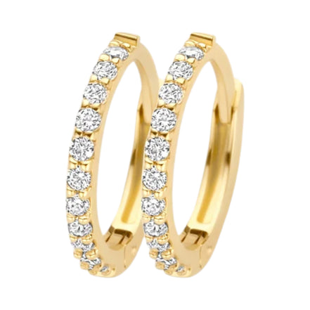 Creolen aus 585er Gold mit Pavé-Zirkonia 9,8 mm