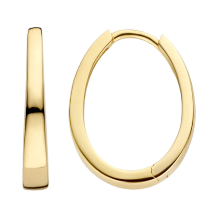 Ovale Creolen aus 585er Gold in konischem Design 16,6 mm