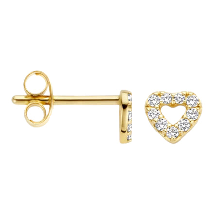 Herzförmige Ohrstecker aus 585er Gold mit Zirkonia