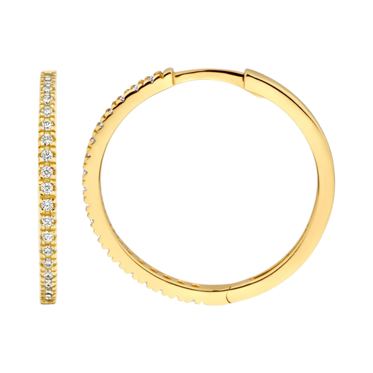 Creolen aus 585er Gold mit Zirkonia 20 mm