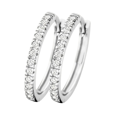 Creolen aus 585er Weißgold mit Zirkonia 14 mm