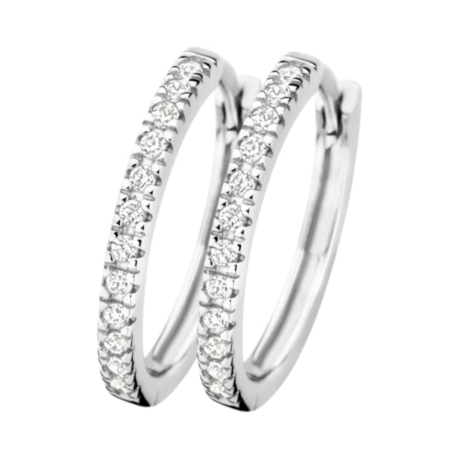 Creolen aus 585er Weißgold mit Zirkonia 14 mm