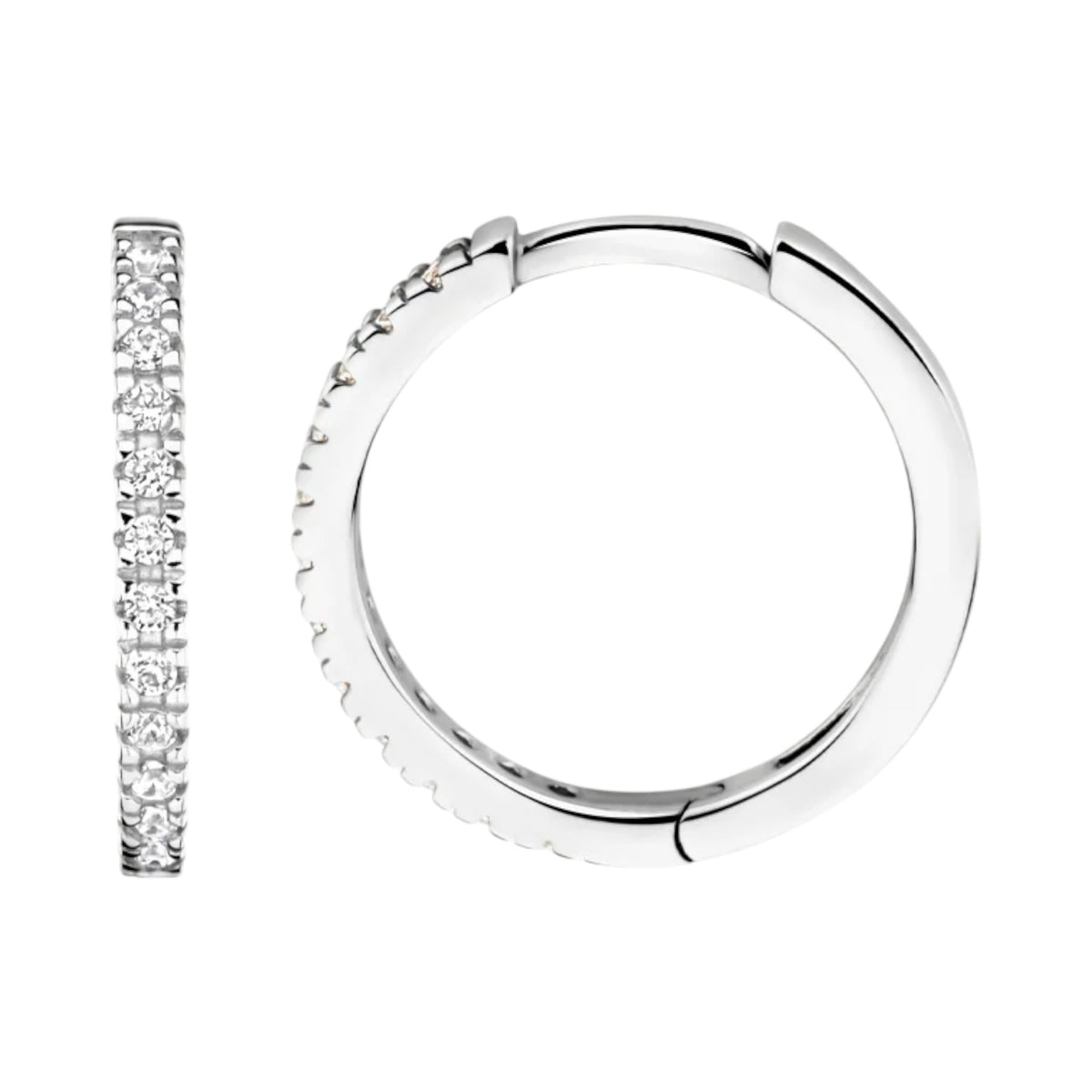 Creolen aus 585er Weißgold mit Zirkonia 14 mm